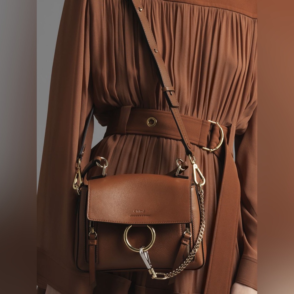 Chloe Faye Day Mini, Tan Brown Leather Crossbody Bag, Amazing Condition
